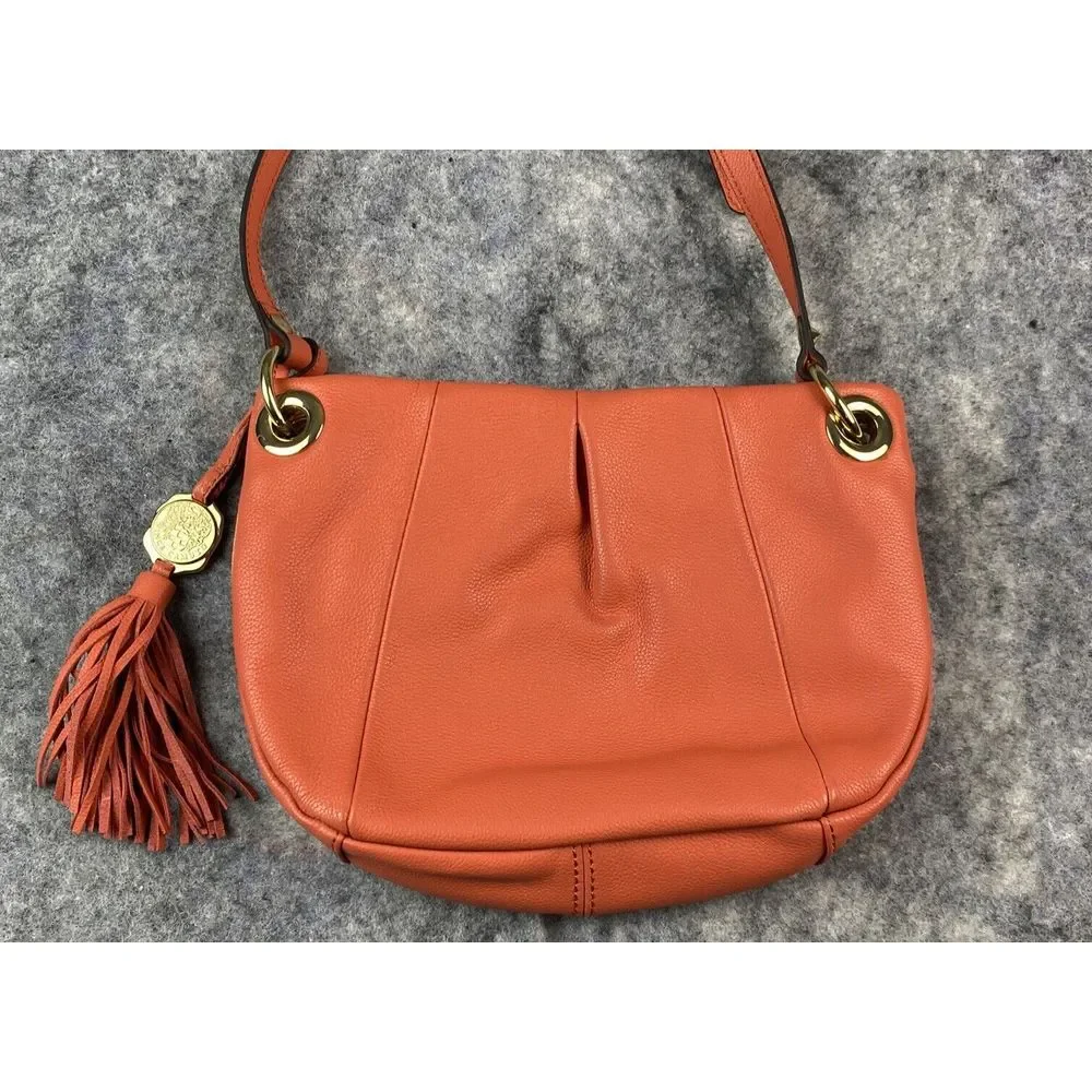 Vince Camuto Crossbody Handbag Burnt Orange Suede Tassel Genuine‎ Leather